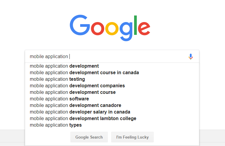 Google instant search results