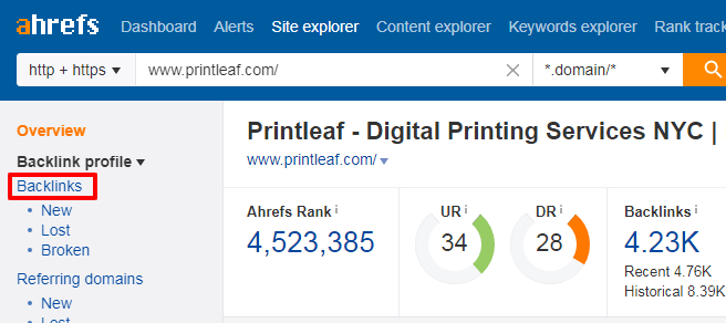 ahrefs-overview-printleaf