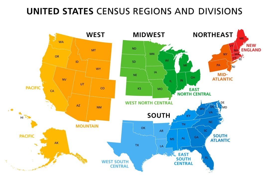 us regions map census
