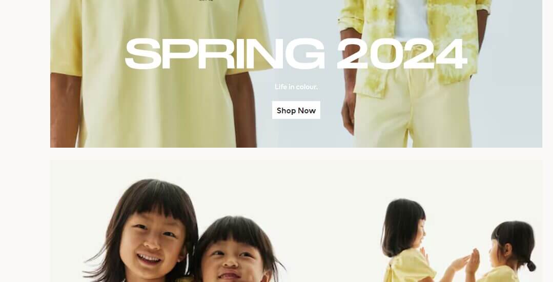 updated content of ecommerce store homepage
