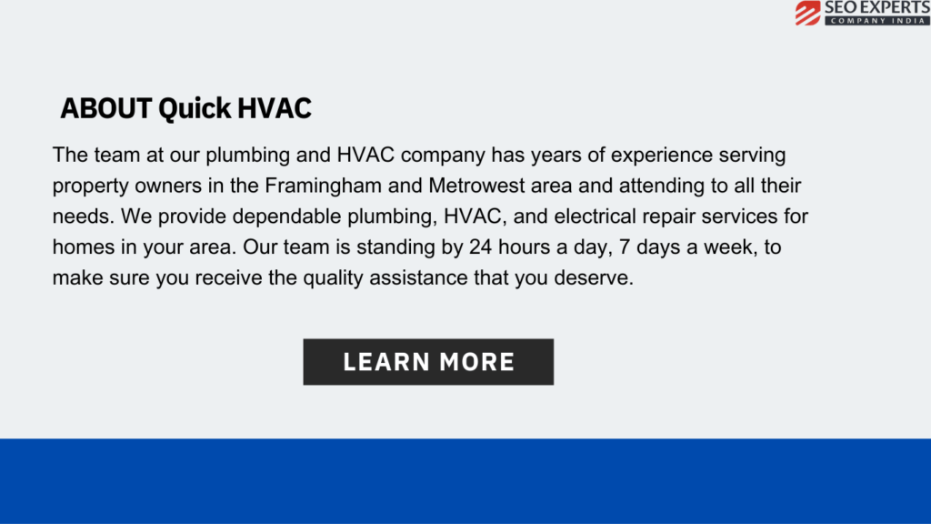 about us section on homepage of hvac website