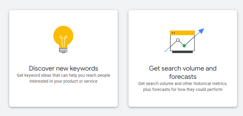 google keyword planner option