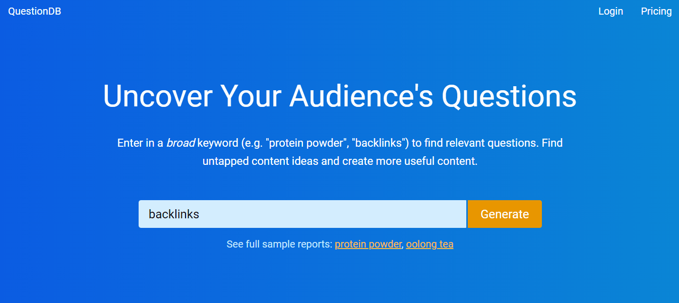 questionsdb homepage