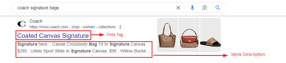 title tag and meta description for ecommerce on page seo