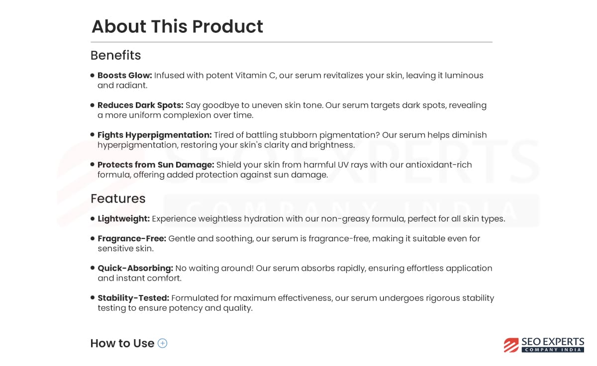 Compelling and engaging Product description of a skincare store