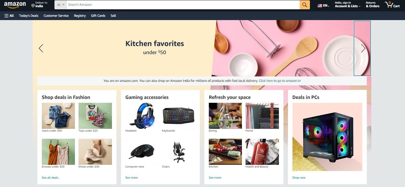 Amazon Homepage Preview
